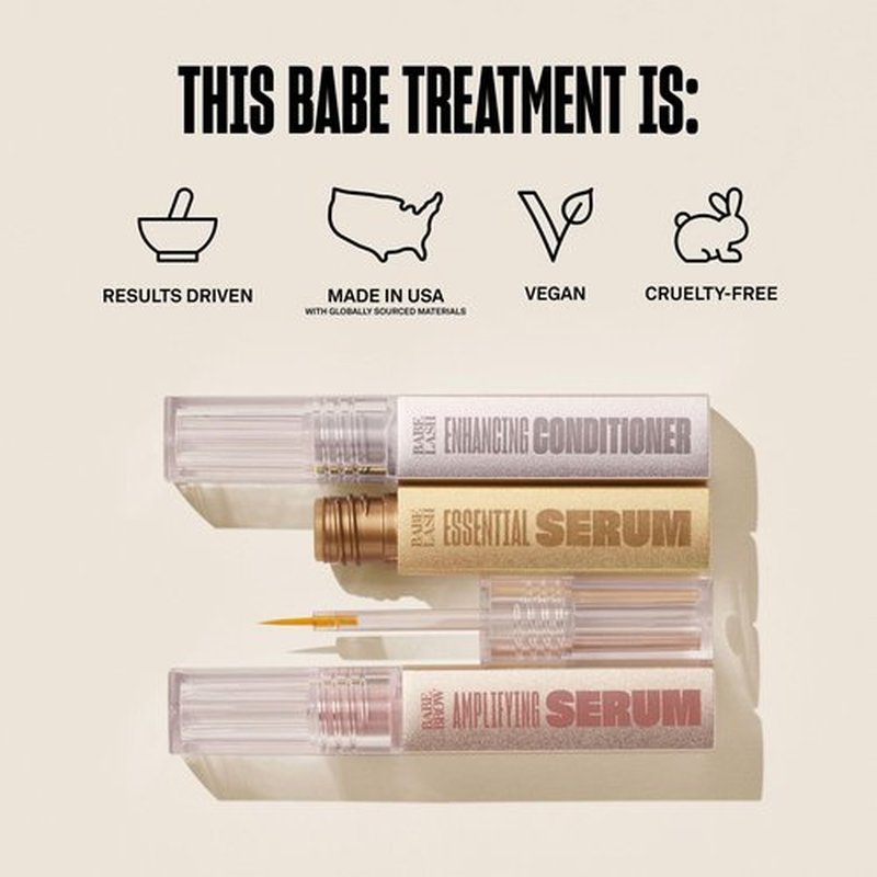 Babe Original Triple Threat Mini Set, Includes Babe Lash Essential Serum & Enhancing Conditioner + Babe Brow Amplifying Serum, 1 mL, 3 Pack