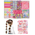 Girls Hair Rubber Bands Colorful Elastic Hair Ties Set Toddler Hair Accessories for Girls with Cute Hair Clips and Box