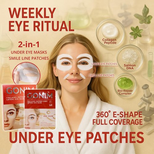 GONIM Under Eye Patches with Salmon DNA, Collagen Peptide, Caffeine & Retinol, Eye Patches for Puffy Eyes and Dark Circles with PDRN, Eye Masks for Dark Circles and Puffiness, Gifts for Women, 4pairs