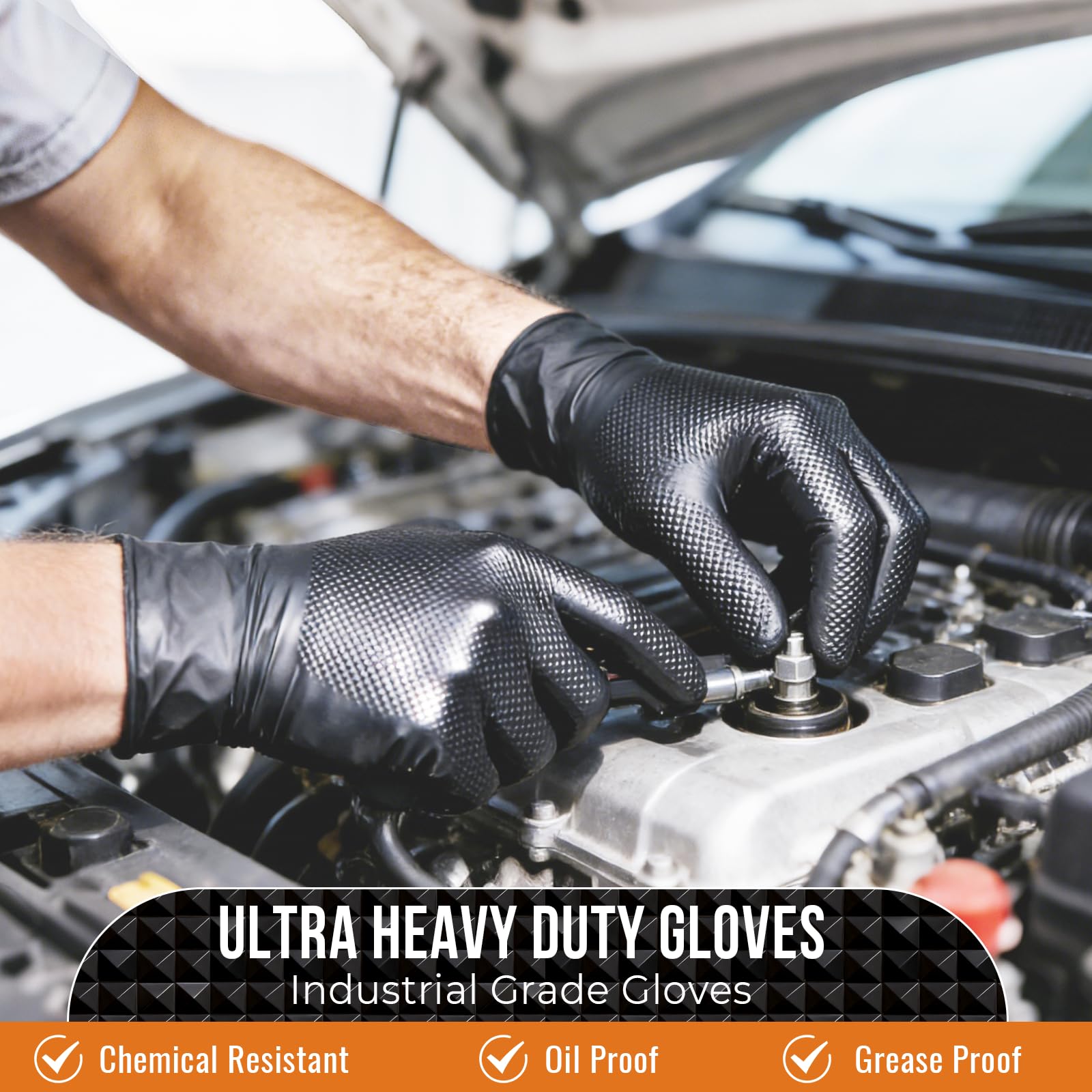 ANBOSON 10 Mil Diamond Textured Nitrile Gloves, Heavy Duty Disposable, Extra Thick, Latex & Powder Free, Chemical and Puncture Resistant, Ideal for Auto Repair, Cleaning, Painting, X-Large
