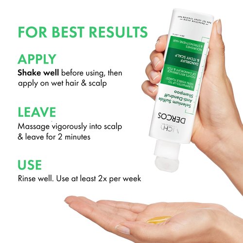 Dercos Anti Dandruff Shampoo, Dry Scalp Treatment and Itch Relief. Prescription Strength Comparable to 2% Ketoconazole, for Mild to Severe Dandruff-Prone Hair & Flaky, Itchy Scalps, 13.5 Fl. Oz.