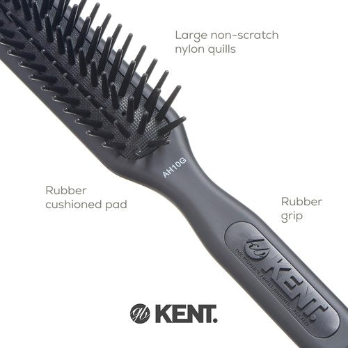 Kent AH10G Airhedz Pro Narrow Pin Hair Brush - Detangle Thick & Curly Hair | Scalp Massager in Grey