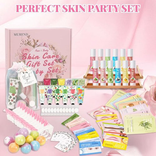 120 PCS Spa Party Supplies for Girls, Sleepover Party Supplies for Girls, Skincare Set, Include Face & Lip Masks, Foot Bath Bombs, Hand Cream, Lip Balm, Under Eye Patches, Spa Birthday Party Favors