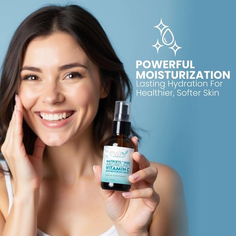 Eva Naturals Matrixyl 3000 & Argireline Peptide Serum for Face – Anti-Aging Collagen Booster with Vitamin C & Hyaluronic Acid – Reduces Appearance of Fine Lines, Smooths, Hydrates & Firms - 2 Fl Oz