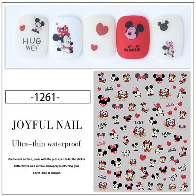 6Pieces 3D Mouse Nail Stickers Cute Kawaii Cartoon Nail Stikers Self-Adhesive Nail Decals for Women Girls Kids Nail Art Stickers