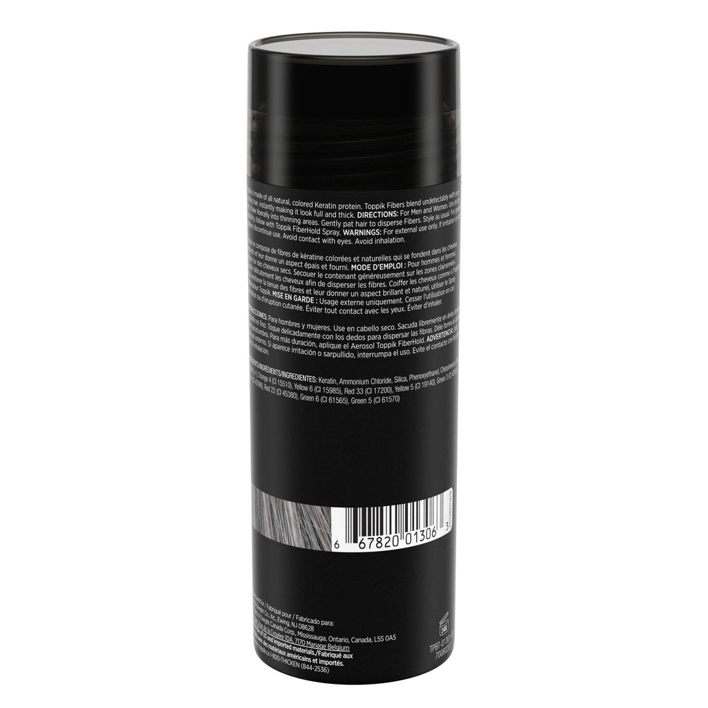 Toppik Hair Building Fibers, Gray, 55g Fill In Fine or Thinning Hair, Instantly Thicker, Fuller Looking, 9 Shades for Men & Women, Keratin Protein Formula