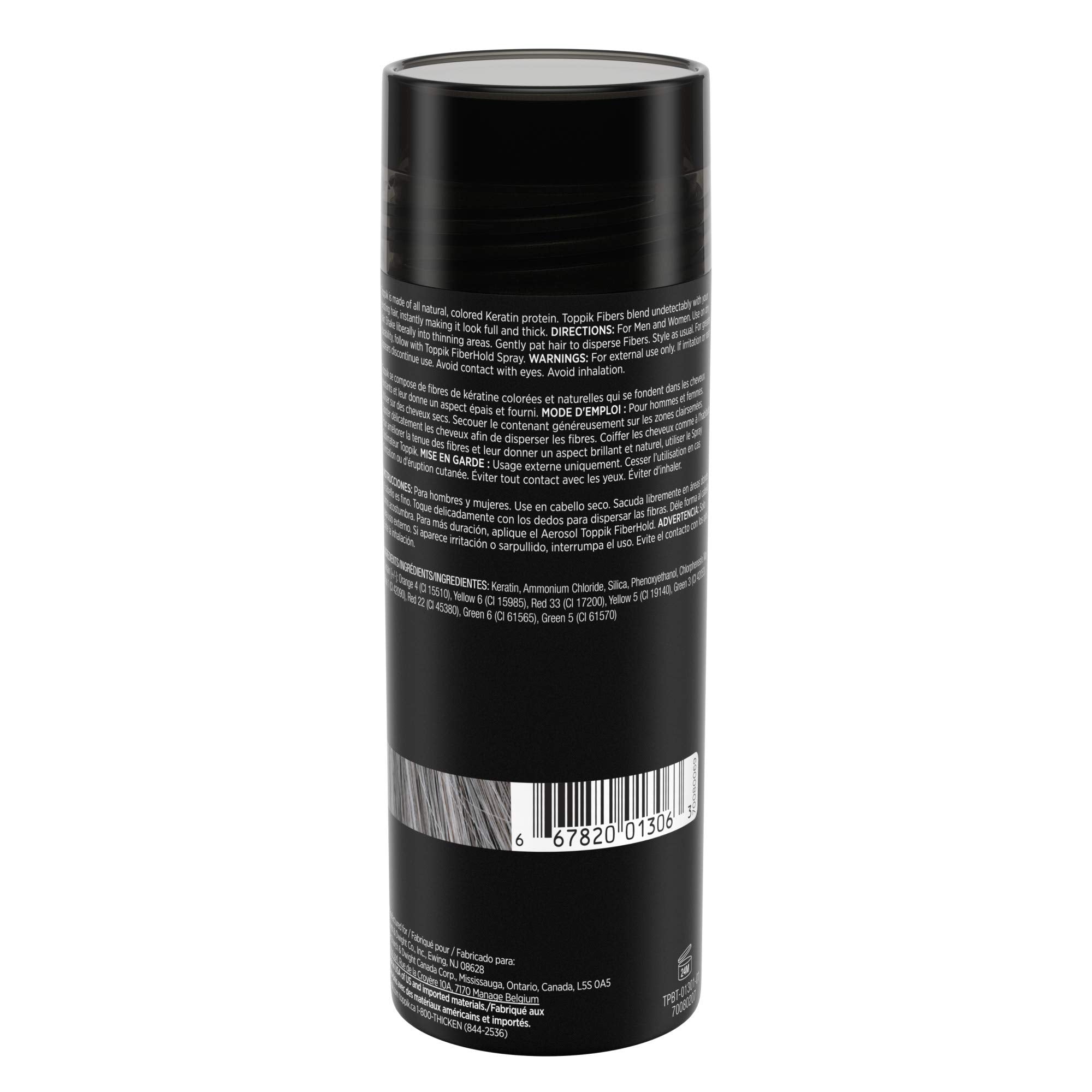 Toppik Hair Building Fibers, Gray, 55g Fill In Fine or Thinning Hair, Instantly Thicker, Fuller Looking, 9 Shades for Men & Women, Keratin Protein Formula