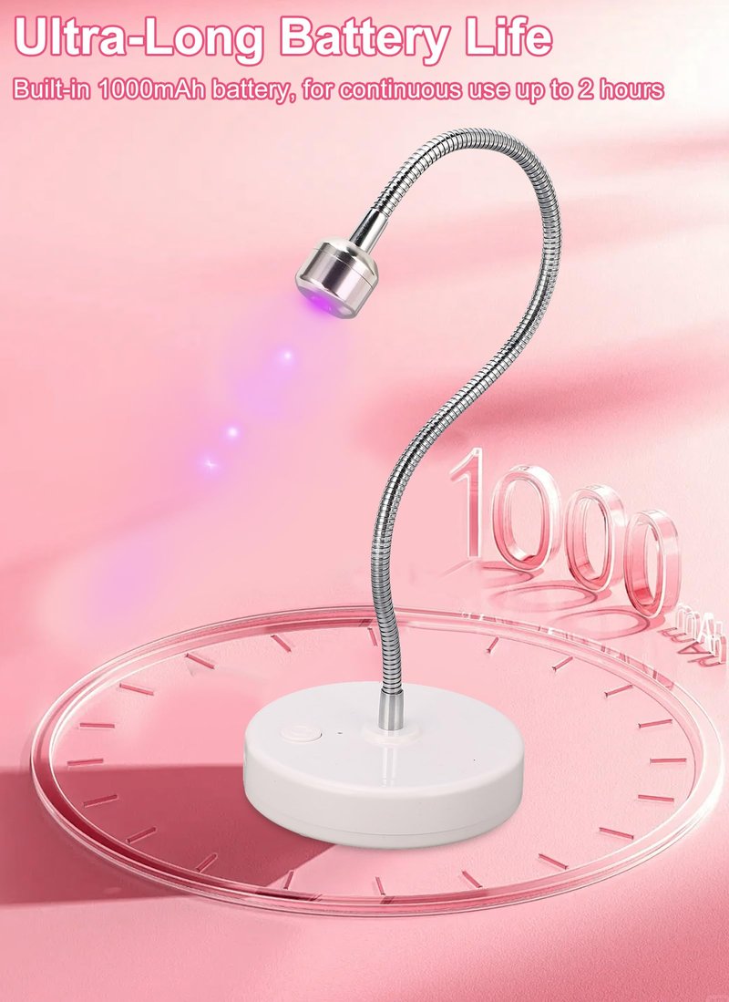 Zunate LED Light, 3W Gel Polish Drying Lamp, Flash Cure Light with Gooseneck, Gel Polish Dryer Lamp, Curing Lamp for Fluorescent Paint, Gel Nail