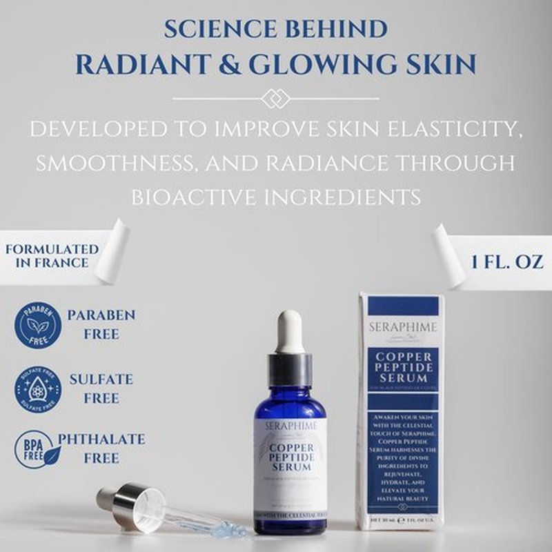 Copper Peptides Serum for Face, 2% Copper Peptide with 4% Epidermal Growth Factor (EGF Serum), Niacinamide, Ceramides, Squalane & Hyaluronic Acid, Multi Peptide, Collagen Peptide Complex, 1 fl oz
