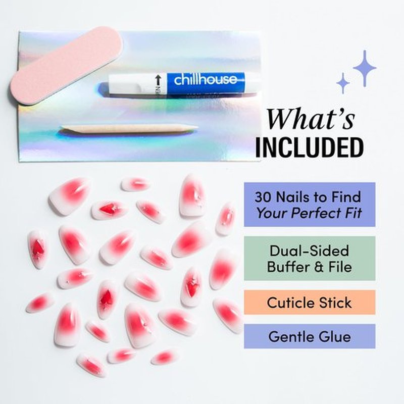 Chillhouse - Chill Tips, Press on Nails Kit - Rome & Jules (Oval) - 30 Nail Shapes & Sizes - Up to 2 Weeks of Wear - Customizable Fit - Reusable - Latina Founded & Women Owned - Beauty & Self Care