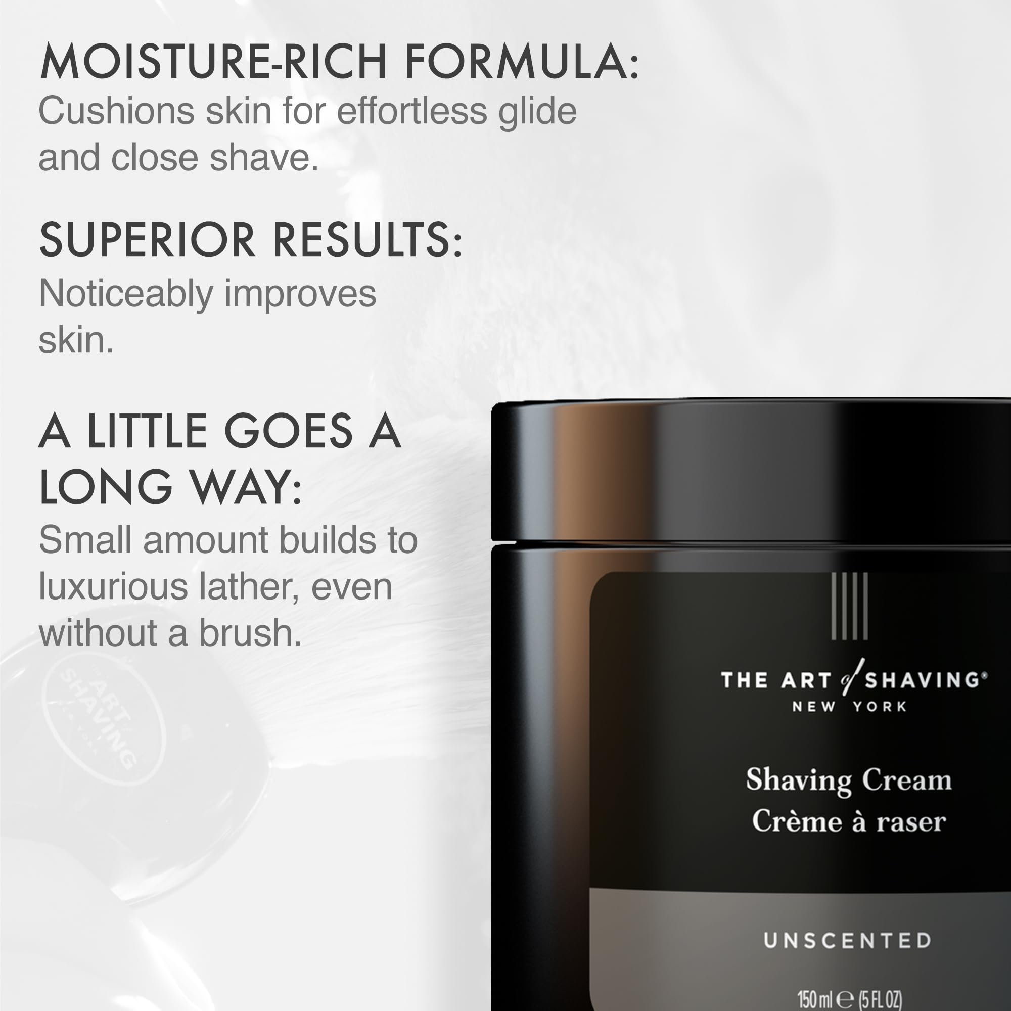 The Art of Shaving Unscented Shaving Cream for Men - Beard Care,Protects Against Irritation and Razor Burn,Clinically Tested for Sensitive Skin,5 Fl Oz,(Pack of 2)