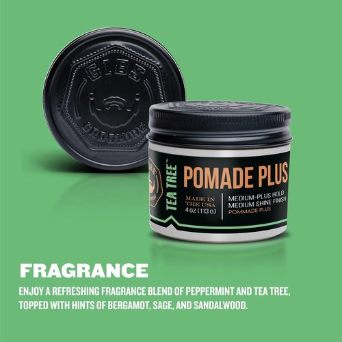 GIBS Tea Tree Pomade - Medium-Plus Hold & Shine | Clean Ingredients, Made in USA, 4 oz