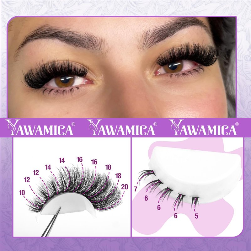 Yawamica Cluster Eyelash Extensions Fluffier Lash Clusters with Bottom Lashes 200D Volume Individual Lashes 315pcs Wispy Eyelash Clusters 10-20mm DIY Lash Extension at Home