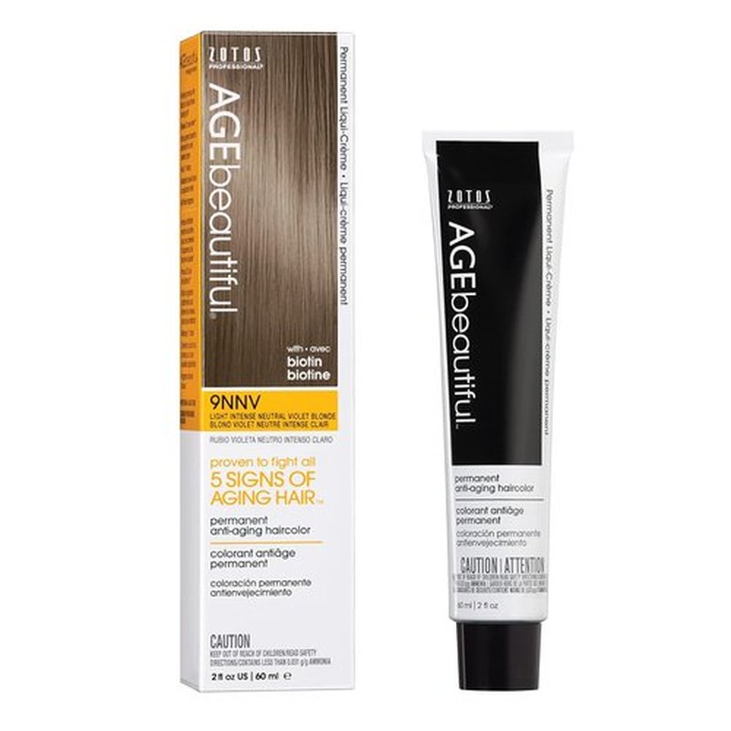 AGE Beautiful Permanent Hair Color Dye - 100% Gray Coverage | Anti-Aging Formula with Biotin for Thicker, Healthier Hair
