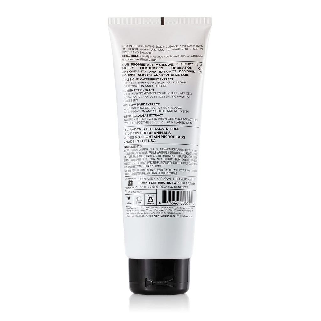 MARLOWE. No. 104 Men's 2-in-1 Body Wash & Scrub 8 Oz | Exfoliating Body Cleanser Fights Dryness | Made with Natural Ingredients | Willow Bark Extract