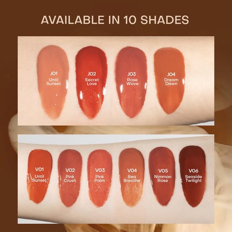 Mistine Lip Gloss Lip Oil Lip Plumber Non-sticky Tinted Lip Gloss for Women Infused with 1% Peptide Finish Lip Tint Hydrating Lip Stain Lightweight Feeling J01 Until Sunset 0.1 fl oz
