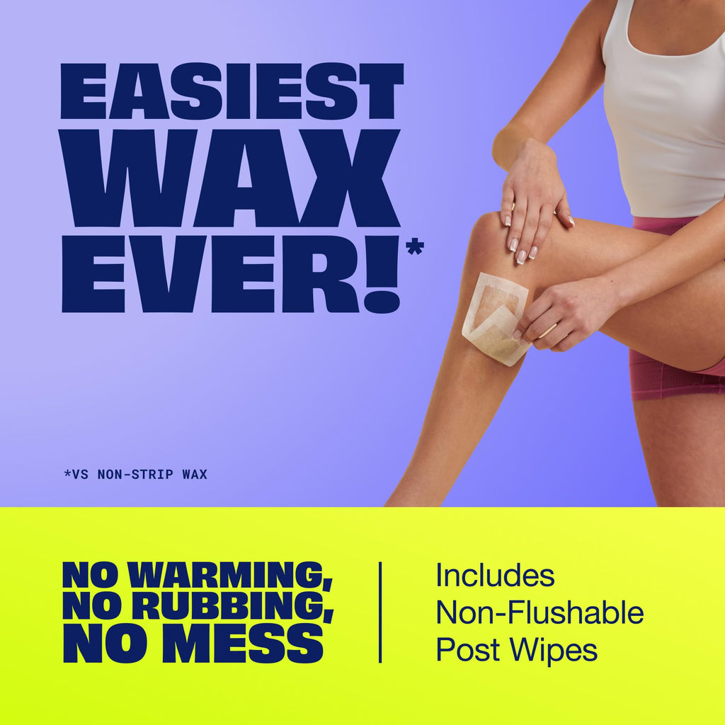 Nair Sensitive Hair Remover Mess-Free Wax Ready Strips, Legs and Body Easy Hair Removal Wax Strips for Sensitive Skin, Chamomile Extract, Dermatologist Tested, Plus 6 Post Wipes, 40 Count (Pack of 2)