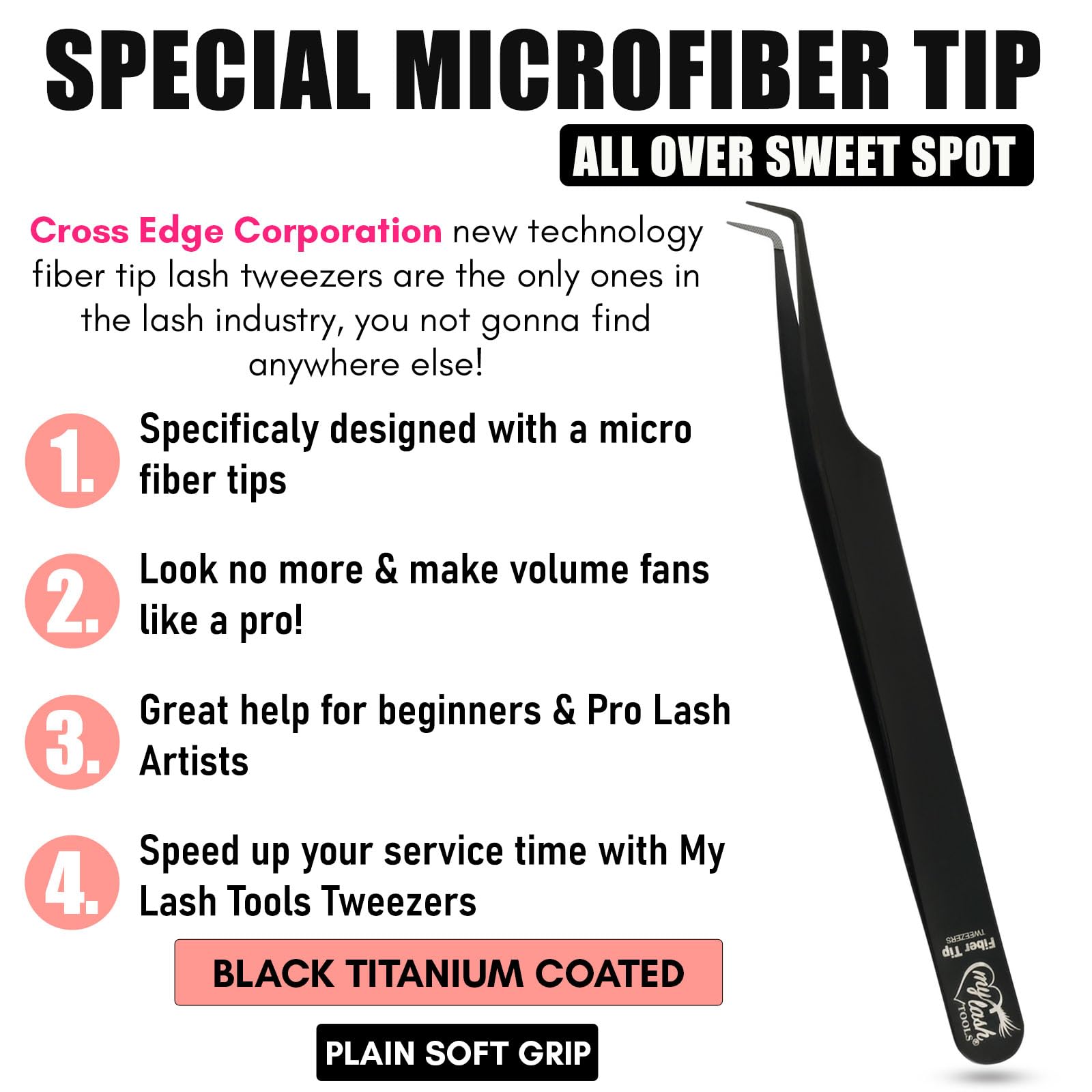 My Lash Tools Fiber Tip Lash Tweezers for Eyelash Extension Curved 90 Degree Angle Boot Tweezer Best for Volume, Individual Isolation & Classic Lashes Stainless Steel Lash Supply (CEC-F08/01)