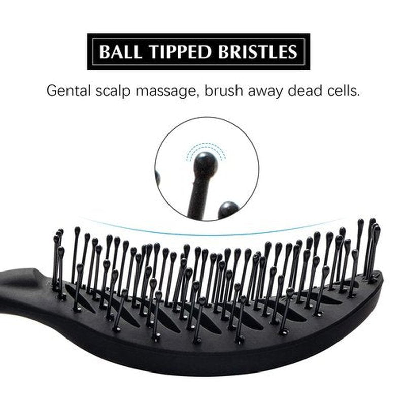 FIXBODY Curved Vent Hair Brush - Detangling & Blow Drying Tool for Short Thick Hair | Unisex, Black