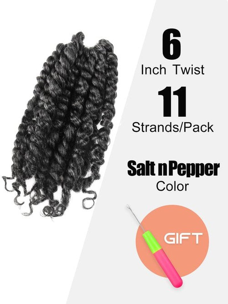 KAVSORAPI Passion Twist Hair,6 Inch Passion Twist Braiding Hair,Short Pre Looped Crochet Twist Jumbo Pre-twisted Two Strand Braids 8 Packs (Salt and Pepper)
