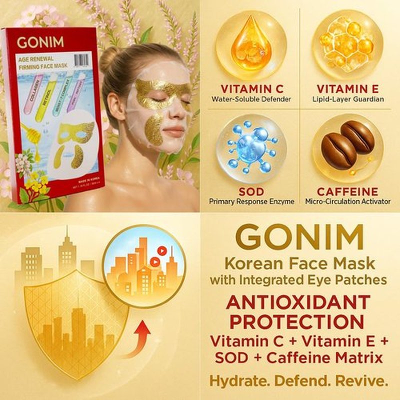 GONIM Eye Patches Eye Mask with Integrated Korean Face Mask-Collagen Peptides,Salmon DNA PDRN, Retinol & Caffeine, Eye Patches for Puffy Eyes and Dark Circles Korean Skin Care Anti Aging 35ml/1.18ozx4