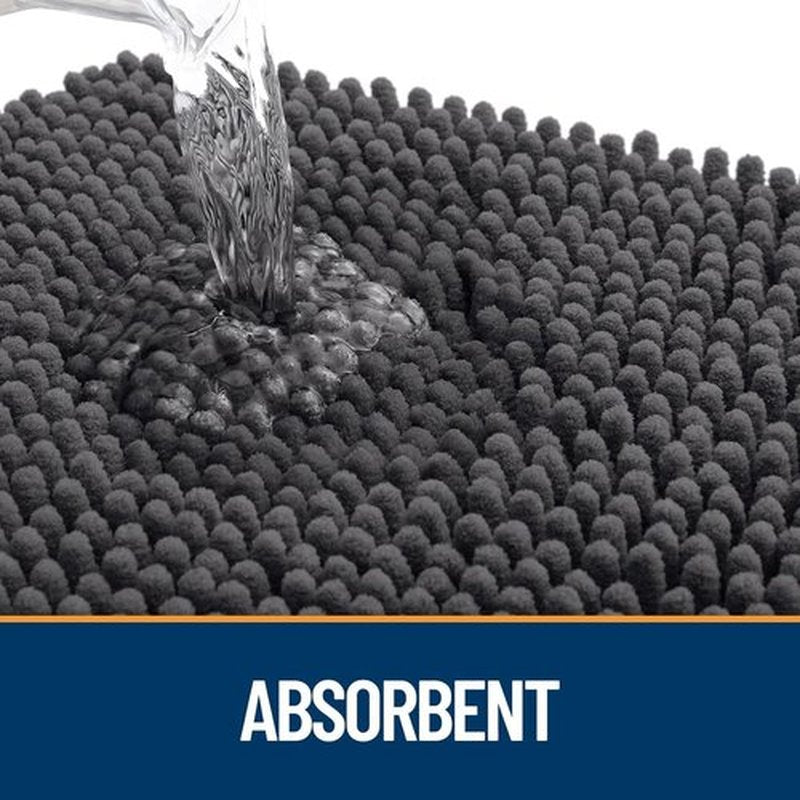 OLANLY Dog Door Mat - Absorbent Non-Slip Mud Mat for Muddy Paws | Quick Dry Chenille, 30x20, Dark Grey