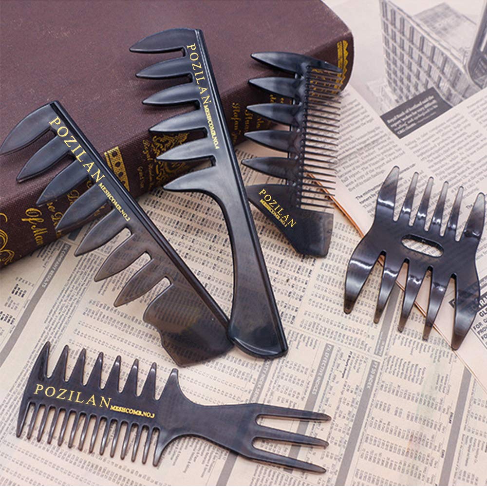 5 PCS Hair Comb Styling Set Barber Hairstylist Accessories - Professional Shaping & Teasing Wet Combs Tools with Packaging Bag, Anti Static Hair Brush for Men Boys