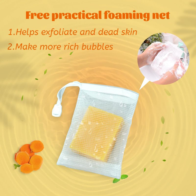 Umpeimvon 3 Pack Turmeric Soap Bar for Face & Body Cleanser, Organic Turmeric Soap, Smooth Skin and Moisturizing, All Natural Tumeric Soap, Handmade Turmeric Face Soap Ginger Soap, 3.53oz × 3