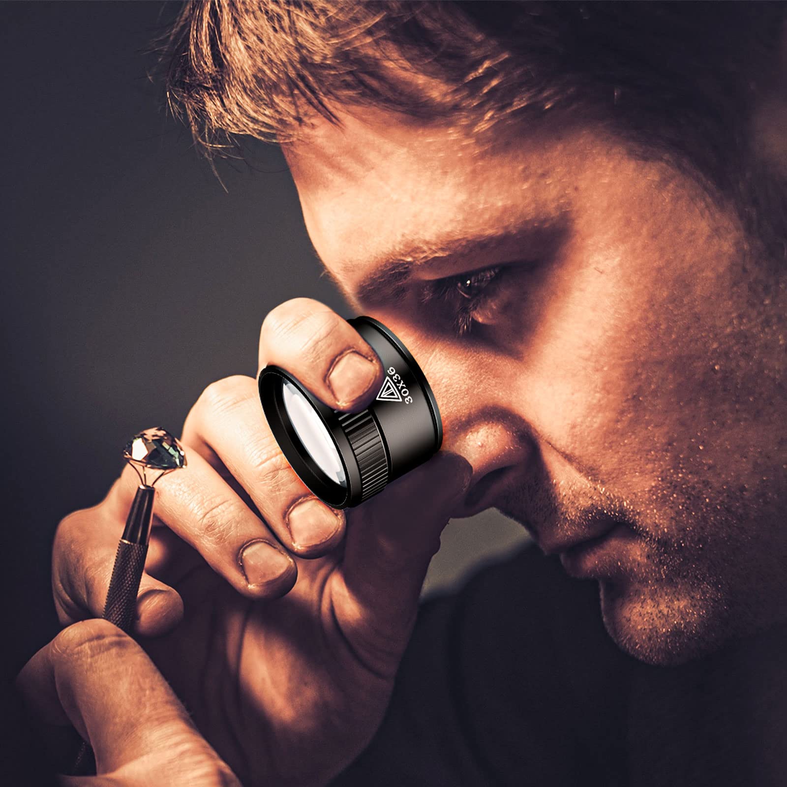 5 Pcs Jewelers Loupe Portable Monocular Magnifying Glass with 5X 10x 15x 20x 30 x 36 mm Lens Watch Eye Loops Magnifier Jewelry Experimental Repair Tool for Textile Optical Circuit Coins