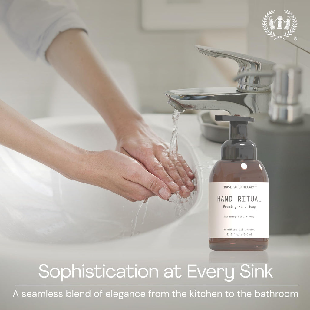 Muse Apothecary Hand Ritual - Aromatic and Nourishing Foaming Hand Soap, Infused with Aromatherapy Essential Oils - USDA Certified Biobased - 11.5 oz, Bergamot + French Lavender + Sandalwood, 2 Pack