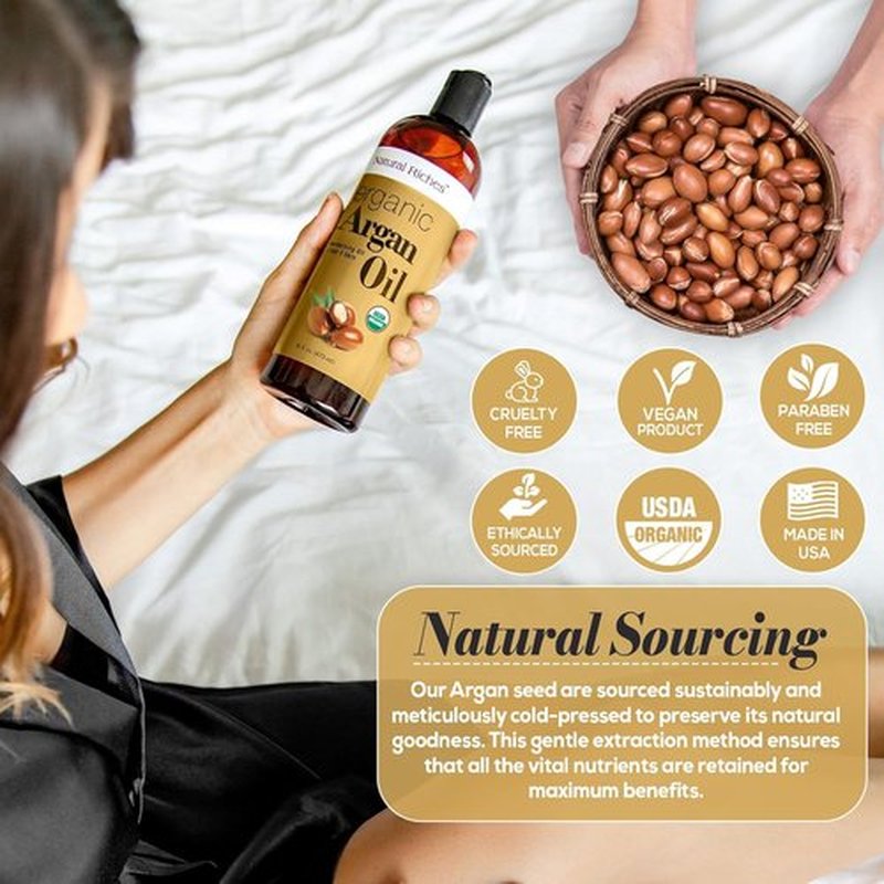 Natural Riches Organic Argan Oil - Deep Moisturizing Hair Serum for Dry & Damaged Hair | 16oz