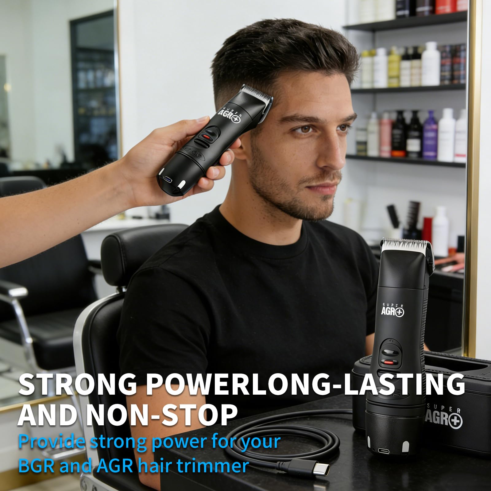 Sicimly Replacement Battery for Andis PowerGroom AGR BGR AGR+ BGR+ BGRC AGR Series Cordless Clippers with Type-c 2300mAh High-Capacity NiMH Pack