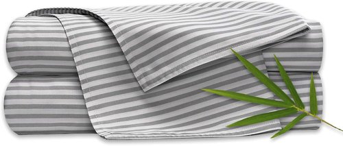 Pure Bamboo Twin Sheets - Luxuriously Soft & Cooling 100% Organic Viscose Bed Sheet Set | Double Stitching, Stripes