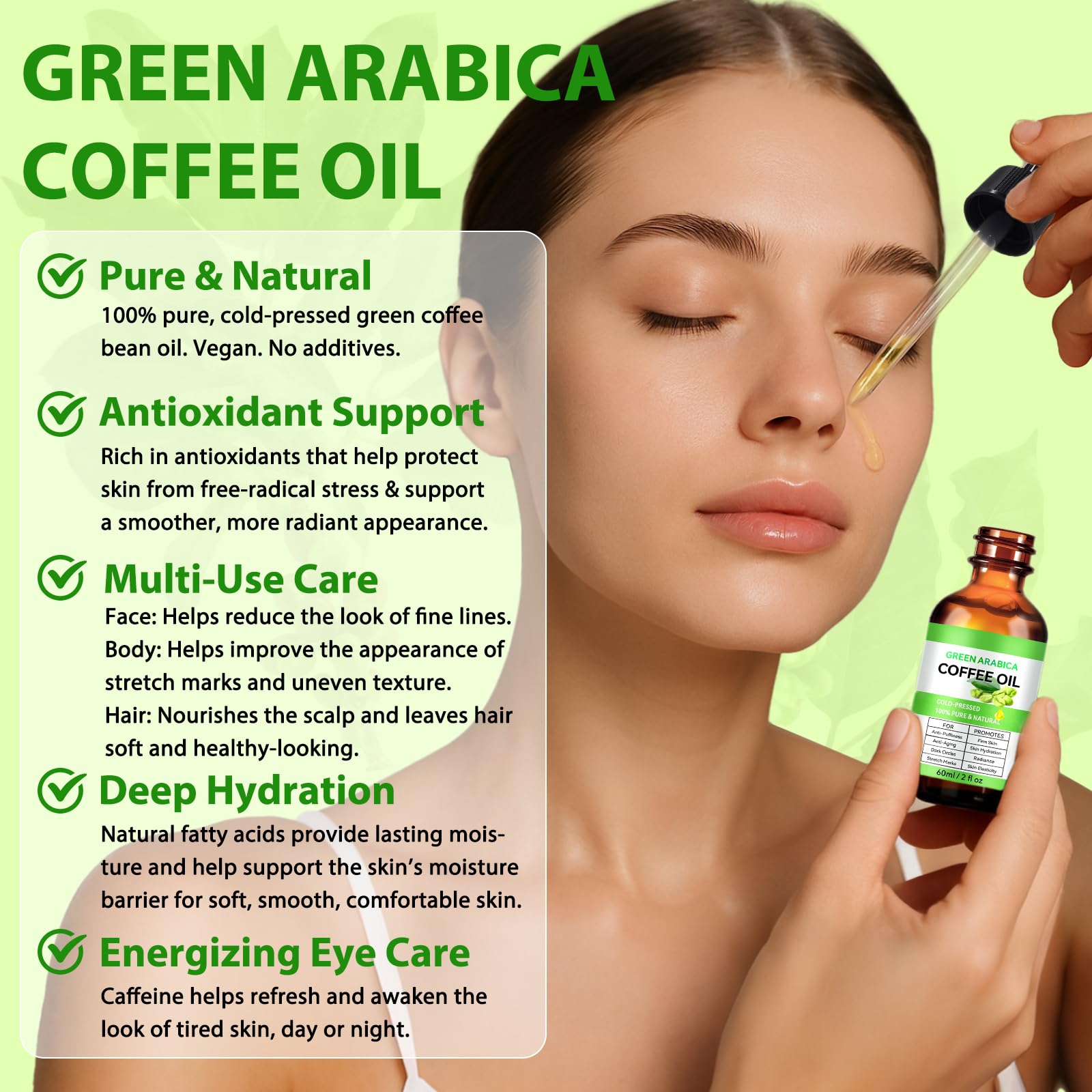 Moulis Coffee Essential Oil, Coffee Oil for Skin, Green Coffee Bean Oil for Face & Hair Growth, Cellulite, Reduces Puffiness, Dark Circles, Stretch Marks, Skin Tightening, Cold-Pressed, 4 Fl Oz