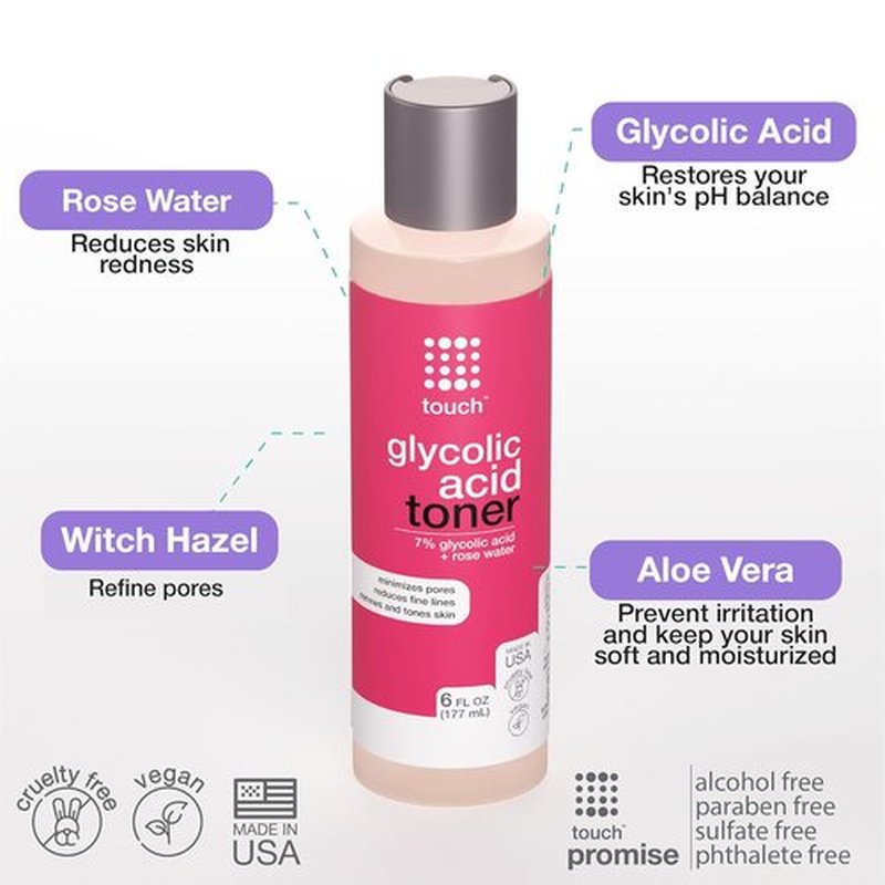 **Skiennix 7% Glycolic Acid Toner - Alcohol & Oil Free Exfoliating AHA with Rose Water & Aloe Vera | 6 oz**