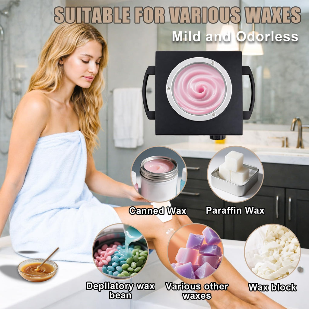 Podoy Wax Warmer for Hair Removal with 200 Sticks, Portable Wax Melting Pot