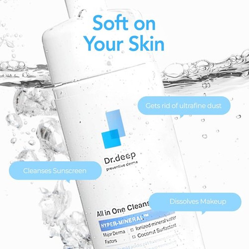 Dr. Deep Foaming Facial Cleanser - All-in-One Korean Formula for Bumpy Skin & Blackheads | 5.07 fl. oz