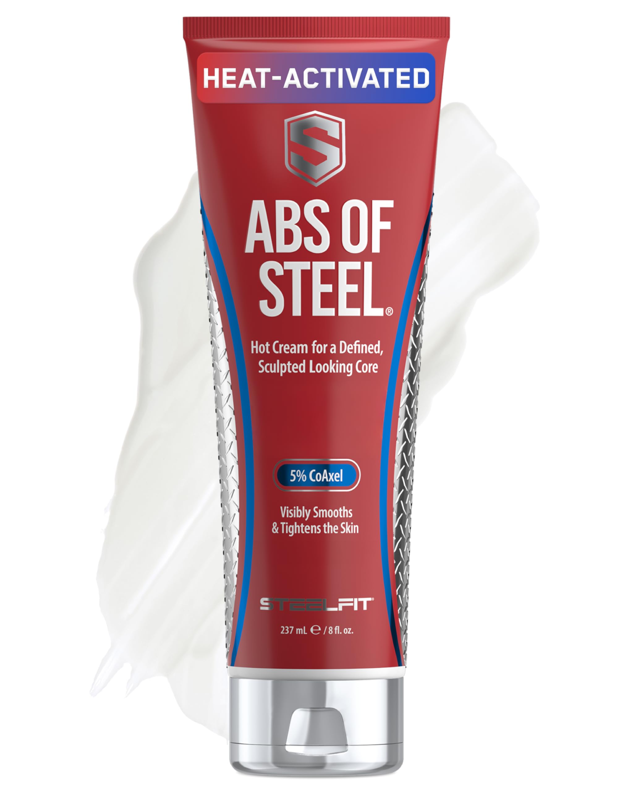 SteelFit Abs of Steel Maximum Definition Cream - Skin Tightening, Toning & Firming Lotion for Sculpting Abs - L-Carnitine Pre & Post Workout Supplement for Men & Women - Non-Greasy Formula, 8 Ounces