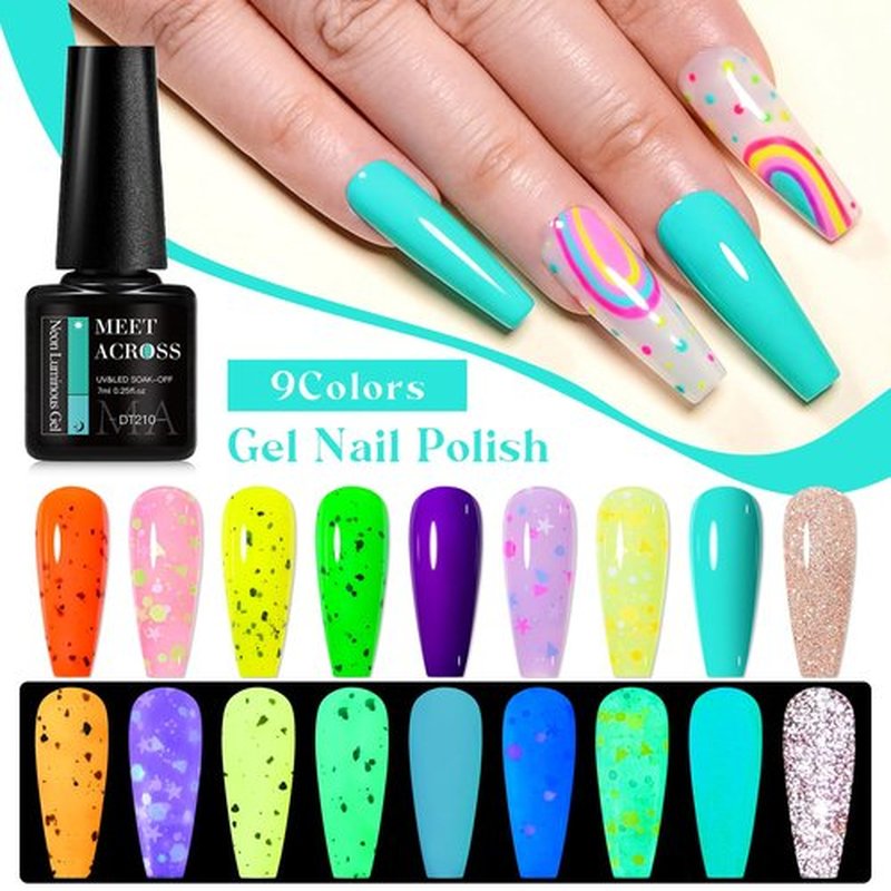 MEET ACROSS 9 Colors Gel Nail Polish + 3PCS Function Gel Nail Polish Kit,Fashion Nail Art Set Design Gifts for Women Manicure Salon (SET15, 12pcs)