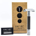 Parker 74R Graphite Gray – Long Handle Butterfly Open Safety Razor for Men | Heavyweight Double Edge Wet Shaving Razor with 5 Premium Blades