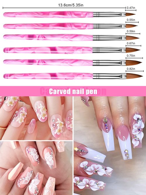 19 Pcs Pink Acrylic Nail Art Brush Set, TOROKOM UV Gel Nail Brushes for Nail Art Tips Nail Polish Builder Brush Nail Painting Brush with Nail Dotting Tool Nail Art Dust Remover Brushes for Nail Salon