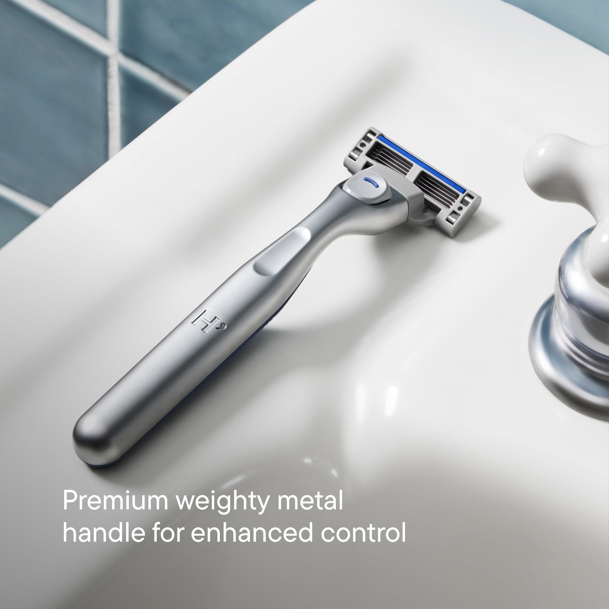 Harry's Plus Razor Shaving Kit for Men - Premium Handle and 3 Razor Blade Cartridges - Advanced Pivoting System - Clay