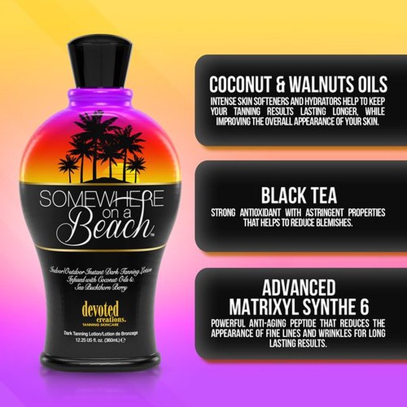 Somewhere on a Beach Instant Dark Tanning Lotion - 12.25 Ounce for Indoor & Outdoor Use
