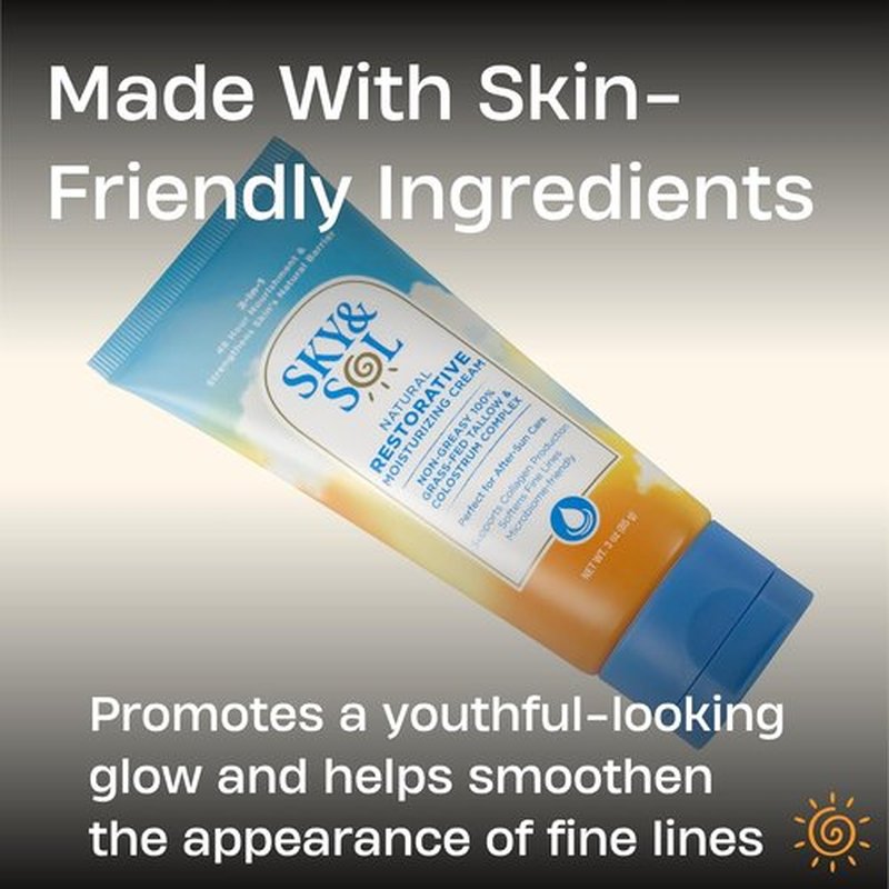 Sky and Sol Everything Cream - 100% Grass Fed Beef Tallow Moisturizer for Face & Body | Natural Edible-Grade | 3 oz