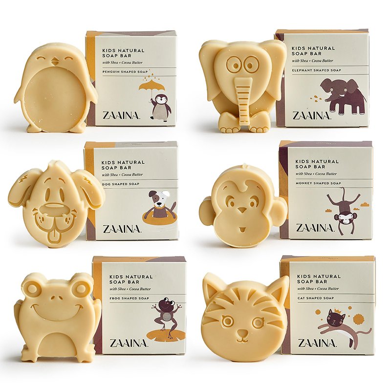 ZAAINA Kids Soap Bar (Set of 6) – Easter Gifts for Kids, Unique Natural Animal Shaped Soaps for Children, Gentle Bath Soap, Kids Body Wash Cleanser, Fun Bath Time for Boys Girls – Handmade in USA