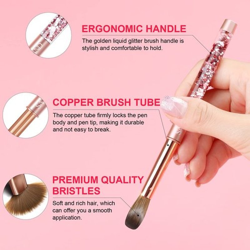 SAVILAND 7-Piece Rose Gold Acrylic Nail Brush Set: Acrylic Brushes for Salon & Home Use - Sizes 4/6/8/10/12/14/16