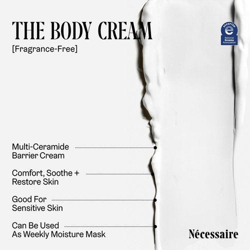 Nécessaire The Body Cream - Rich Barrier Repair With 5% Niacinamide, 5 Essential Ceramides + Hyaluronic Acid. Fragrance-Free. Non-Comedogenic. 200 ml / 6.8 fl oz