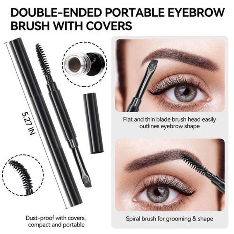 Eyebrow Pomade Pencil Liner Kit for Eyebrows Makeup with Waterproof Eyebrow Pencil, Eyeliner,Dual-ended Eyebrow Brush and Waterproof Smudge-proof Eyebrow Pomade 7g-Black Brown