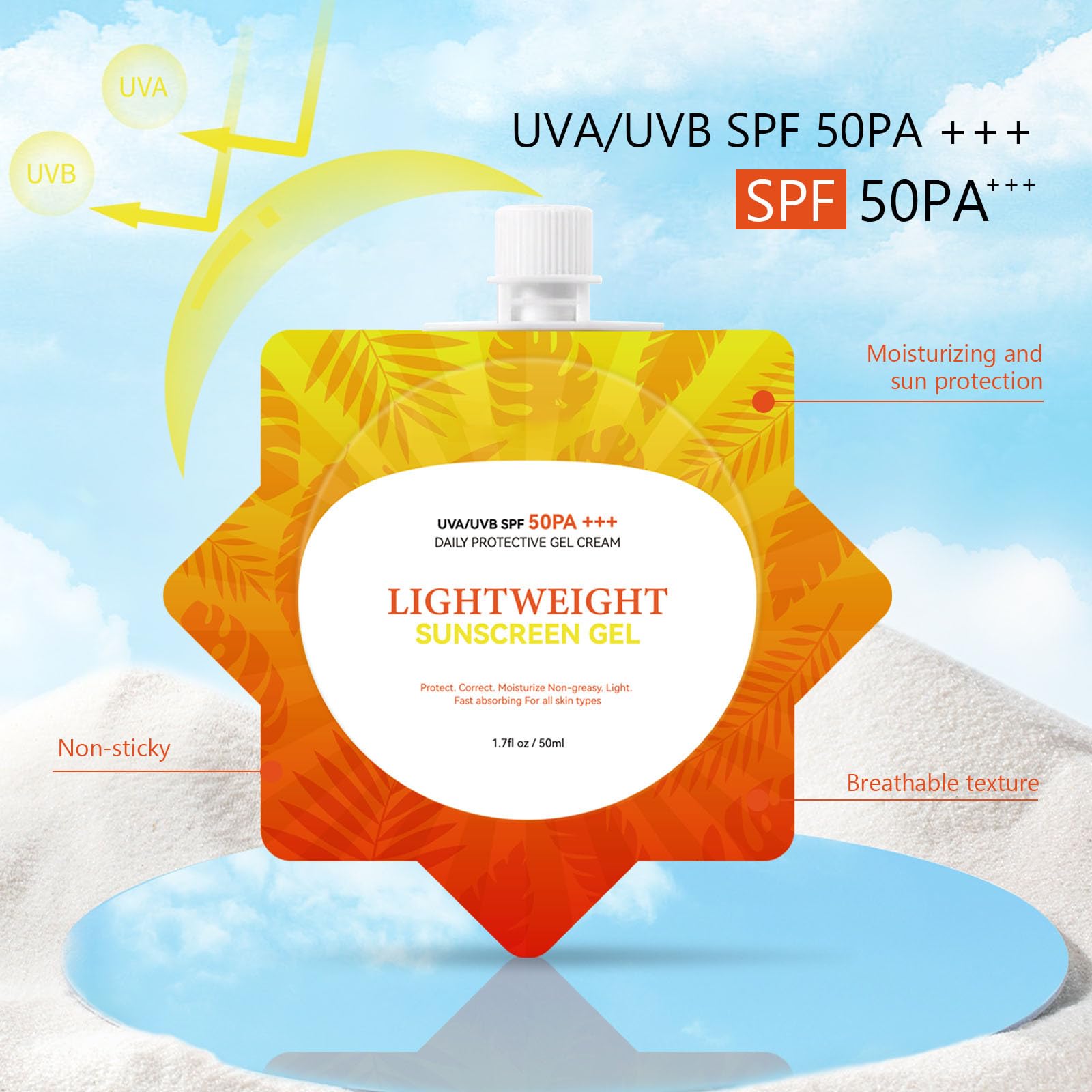 Sheghy Ultrawhite Airy-Fit Sunscreen SPF50 PA++++ | 1.7floz Travel-Size Face Sunscreen | Moisturizing UVA/UVB Protection for Daily Use | Non-Greasy, No White Cast, Water-Resistant (1)