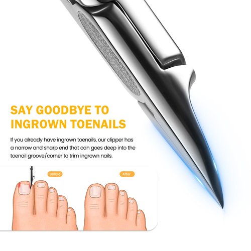 BEZOX Straight Toenail Clippers for Ingrown Toenail Prevention, Podiatrist Ingrown Nail Clippers for Thick Toenails, Ergonomic Finger Nail Clippers for Adults, Seniors, Men and Women